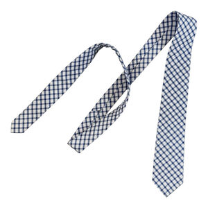 J.Crew Navy Blue & White Gingham Cotton Necktie - 2.5” Slim Tie